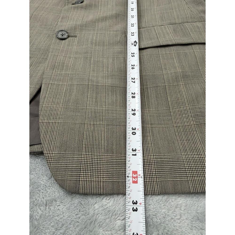 VTG Brooks Brothers Brookease Blazer Men 41 Beige Plaid Wool Sport Coat Jacket - Picture 10 of 13